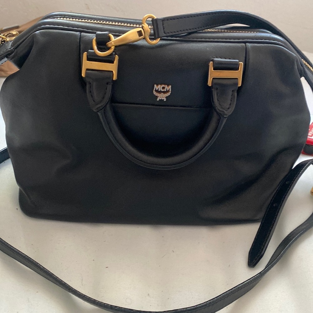 Authentic MCM black Leather cross body